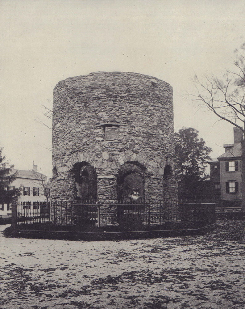 The Architectural Mystery - Newport Tower, Rhode Island. STODDARD 1895 print